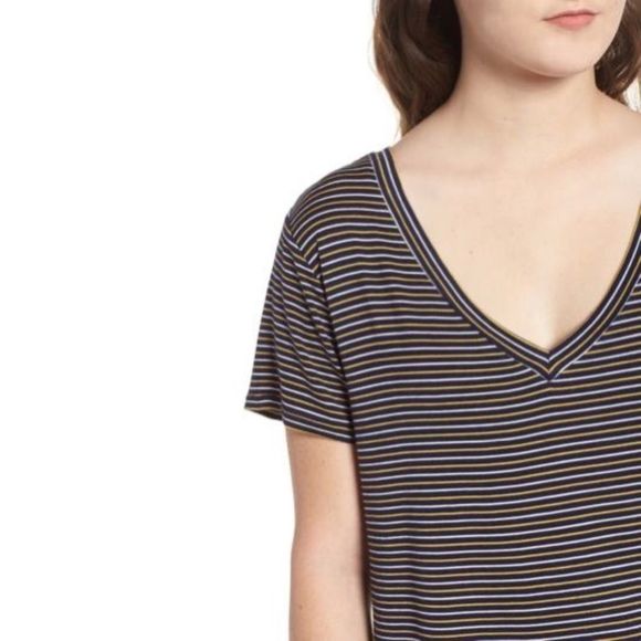 NWT Socialite Stripe Surplice Back Tee - Picture 3 of 8